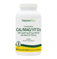 Nature's Plus Cal/Mag/Vit D3 with Vitamin K2 60 μασώμενες ταμπλέτες Βανίλια